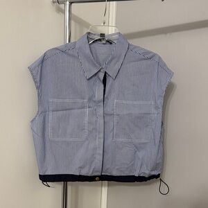 Marc NY Striped Sleeveless Button-Up Shirt women’s size M NWOT